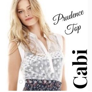 Cabi #5201 Prudence Sheer White Lace Blouse - L
